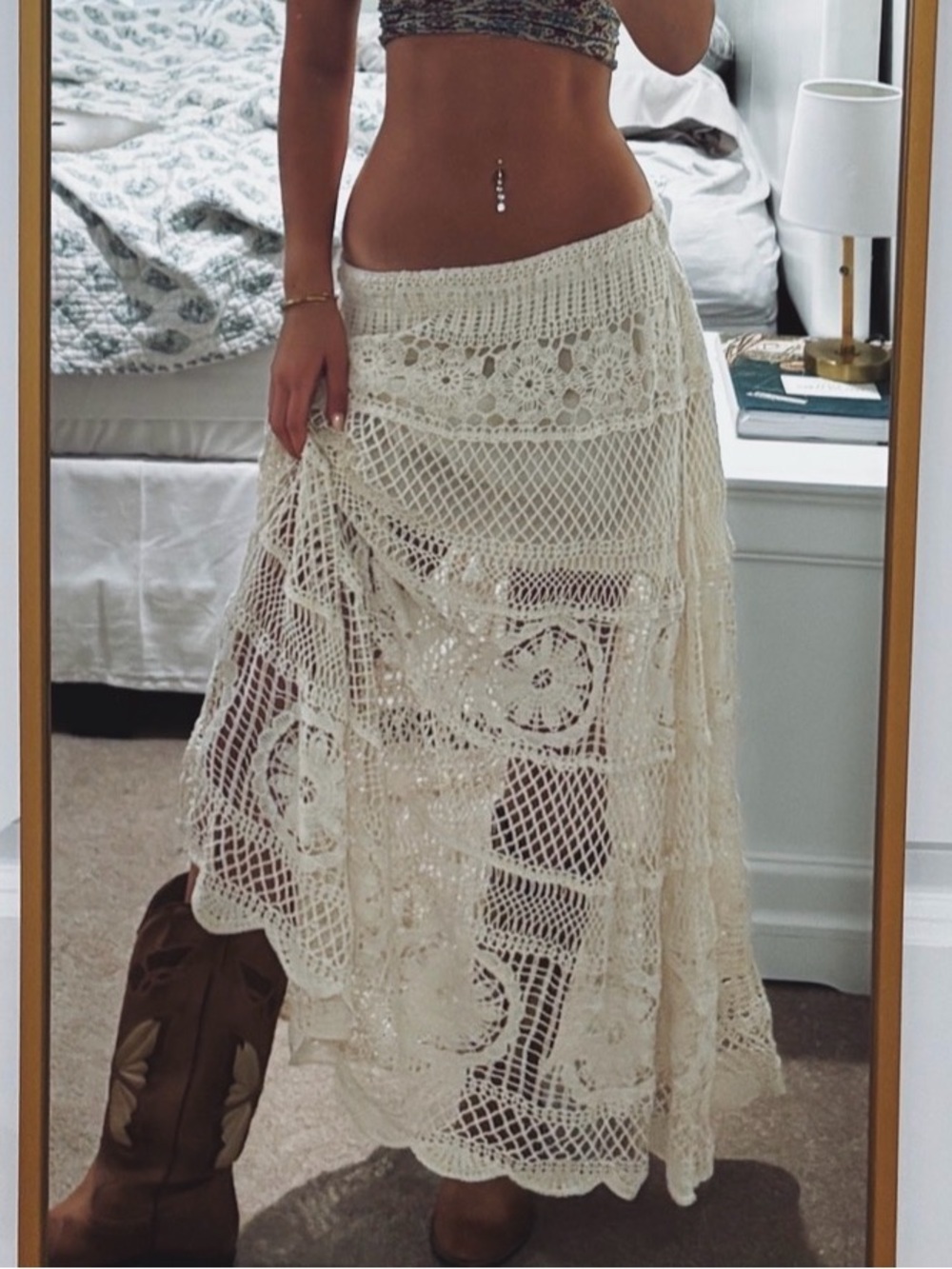 POL skirt cream rope boho